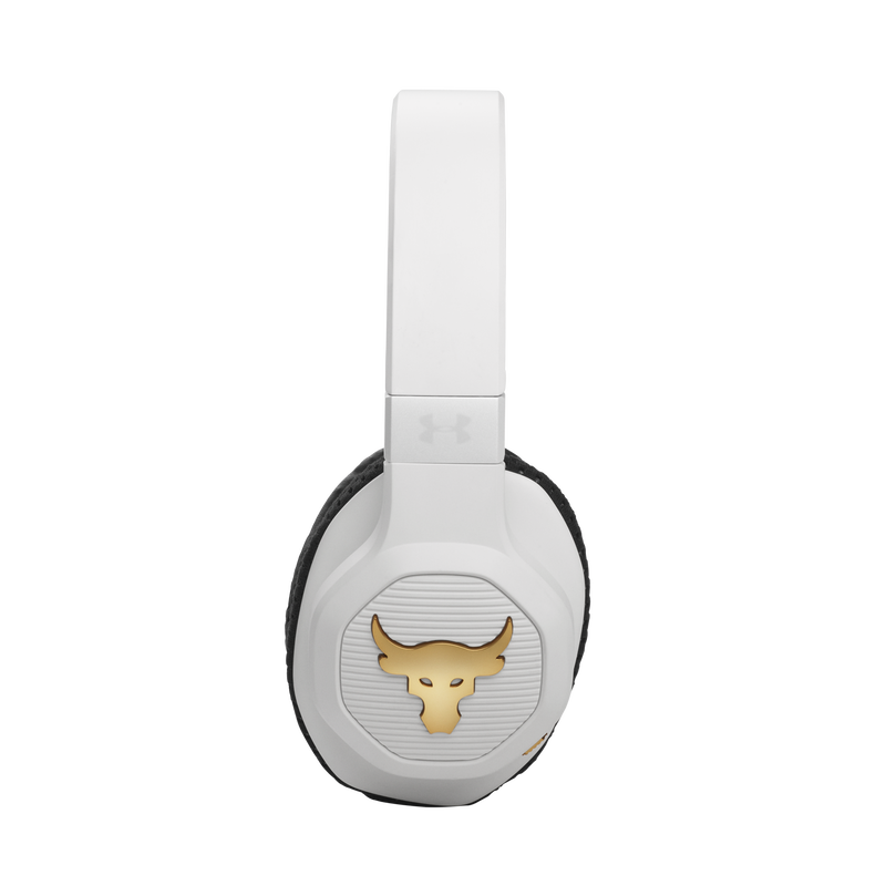 UA Project Rock Over-Ear Training Headphones - Engineered by JBL - White - Over-Ear ANC Sport Headphones - Detailshot 3 image number null