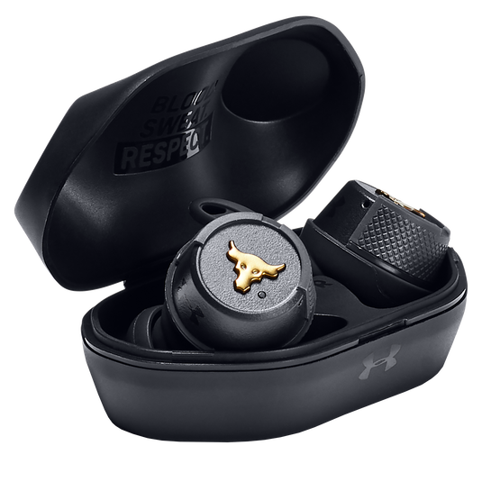 UA Project Rock True Wireless – Engineered by JBL - Black - True wireless sport headphones to maximize each and every workout, with JBL technology and sound - Detailshot 4 image number null
