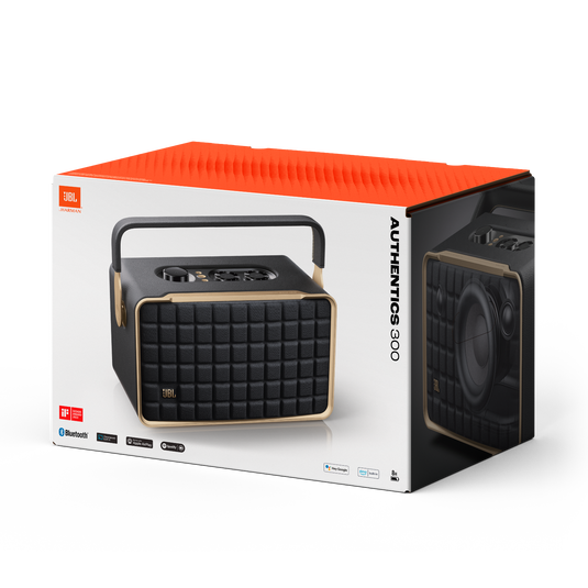 JBL Authentics 300 | Portable Wi-Fi, with with home and Bluetooth retro assistants smart voice speaker