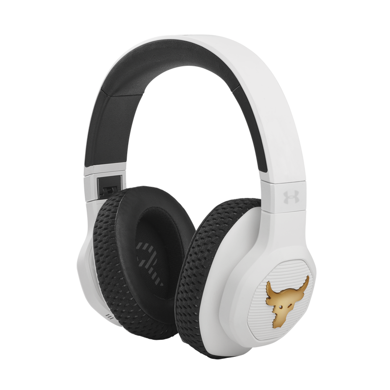 UA Project Rock Over-Ear Training Headphones - Engineered by JBL - White - Over-Ear ANC Sport Headphones - Hero image number null