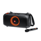 JBL PartyBox On-The-Go - Black - Portable party speaker with built-in lights and wireless mic - Hero