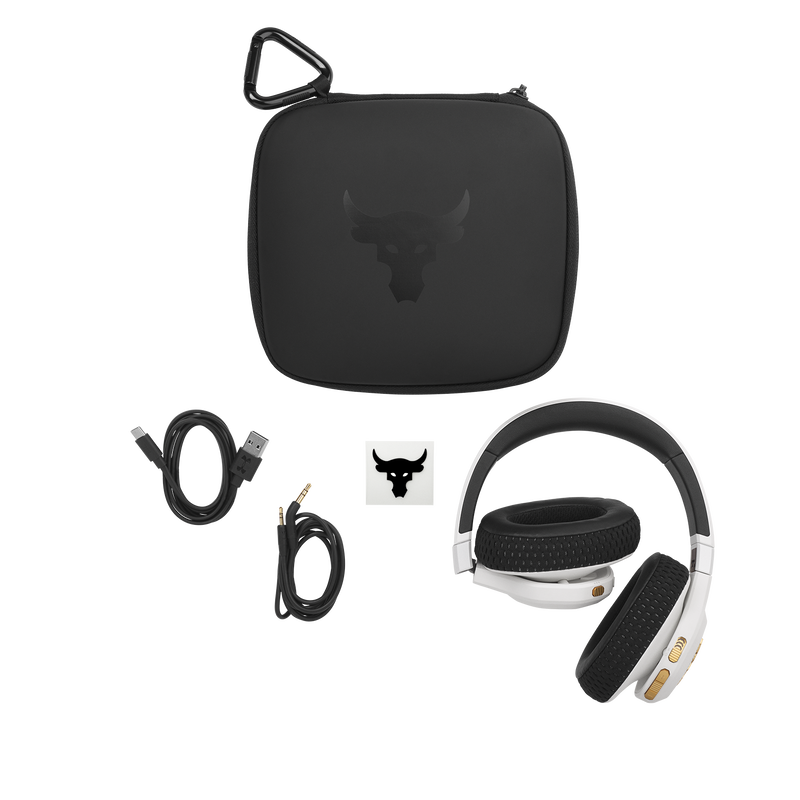 UA Project Rock Over-Ear Training Headphones - Engineered by JBL - White - Over-Ear ANC Sport Headphones - Detailshot 5 image number null