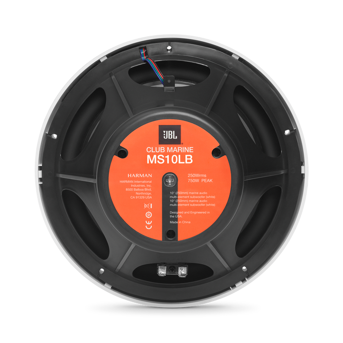 Club Marine MS10LB - Black Matte - Club Marine MS10LB—10" (250mm) marine audio multi-element subwoofer with RGB lighting – Black - Back image number null