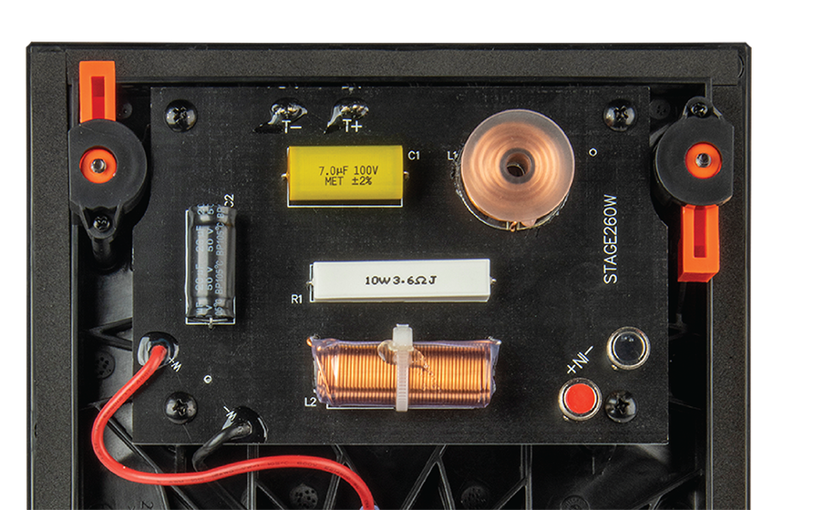 Stage 260W Premium air-core inductors and mylar cap capacitor crossover network components ensure that sound remains dynamic at all listening levels. - Image