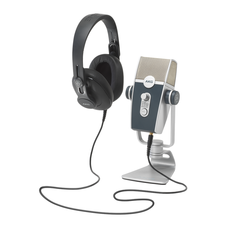 AKG Podcaster Essentials - Black / Gray - Audio Production Toolkit: AKG Lyra USB Microphone and AKG K371 Headphones - Hero image number null