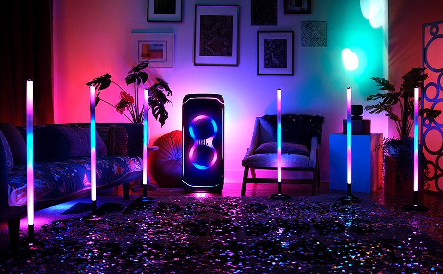 JBL PartyLight Stick Portable RGB Bluetooth Light Bar with 360° LED Lighting, 8H Battery Life, IPX4 Splashproof 11 JBL PartyLight Stick Choreographed Lightshow - Image