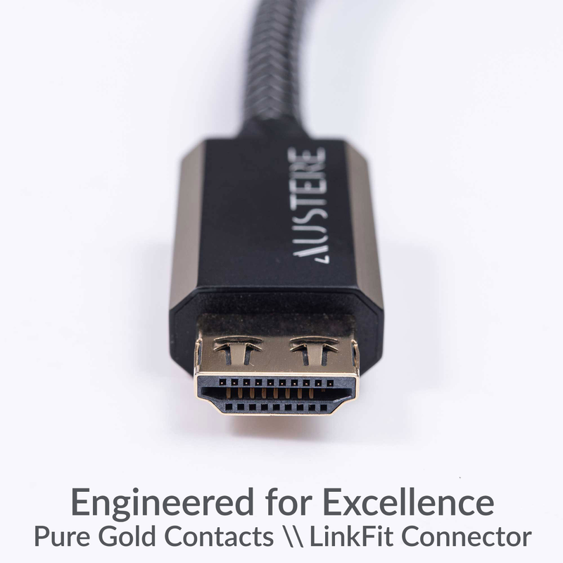 Austere VII Series 8K HDMI Cable 1.5m - Black - 7-series 1.5m aDesign 8K HDMI WovenArmor w/LinkFit - Detailshot 1 image number null