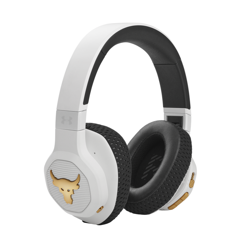 UA Project Rock Over-Ear Training Headphones - Engineered by JBL - White - Over-Ear ANC Sport Headphones - Right image number null