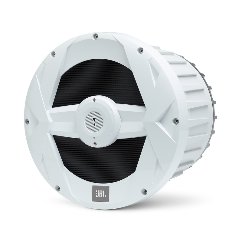 JBL Marine BassPro 10-inch Powered Subwoofer - White Gloss - MBP10—10" (250mm) Marine Audio 250W Powered Subwoofer System - Detailshot 3 image number null