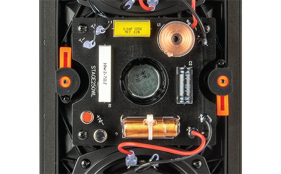 Stage 250WL Premium air-core inductors and mylar cap capacitor crossover network components ensure that sound remains dynamic at all listening levels. - Image