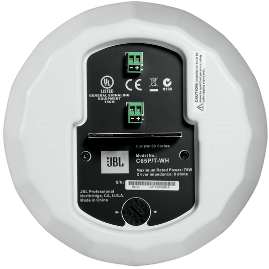JBL Control 65P/T - White - Compact Full-Range Pendant Speaker - Back image number null
