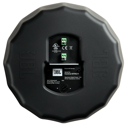 JBL Control 67HC/T - Black - Narrow 75° Coverage High Ceiling Pendant Speaker - Back image number null