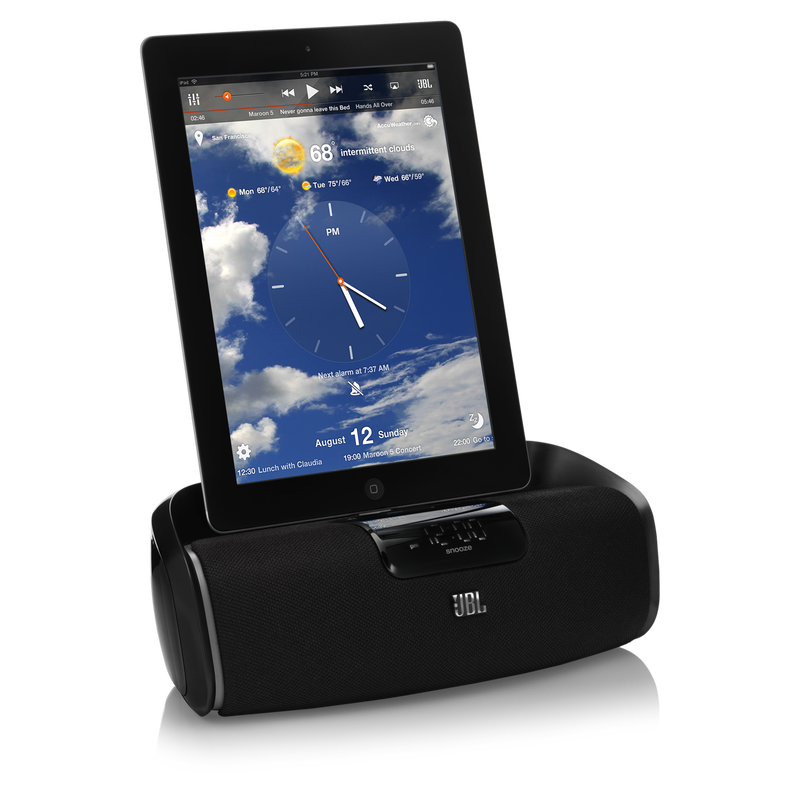 JBL OnBeat aWake - Black - Wireless Bluetooth Speaker Dock for iPod/iPad/iPhone - Detailshot 1 image number null