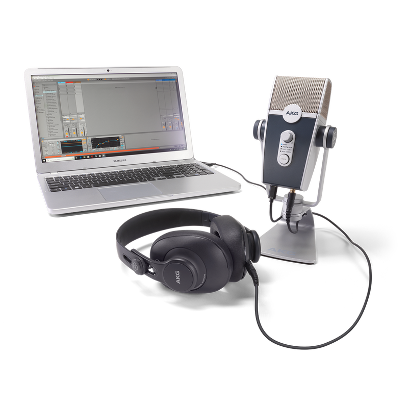 AKG Podcaster Essentials - Black / Gray - Audio Production Toolkit: AKG Lyra USB Microphone and AKG K371 Headphones - Detailshot 2 image number null