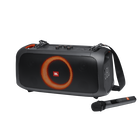 JBL PartyBox On-The-Go - Black - Portable party speaker with built-in lights and wireless mic - Hero