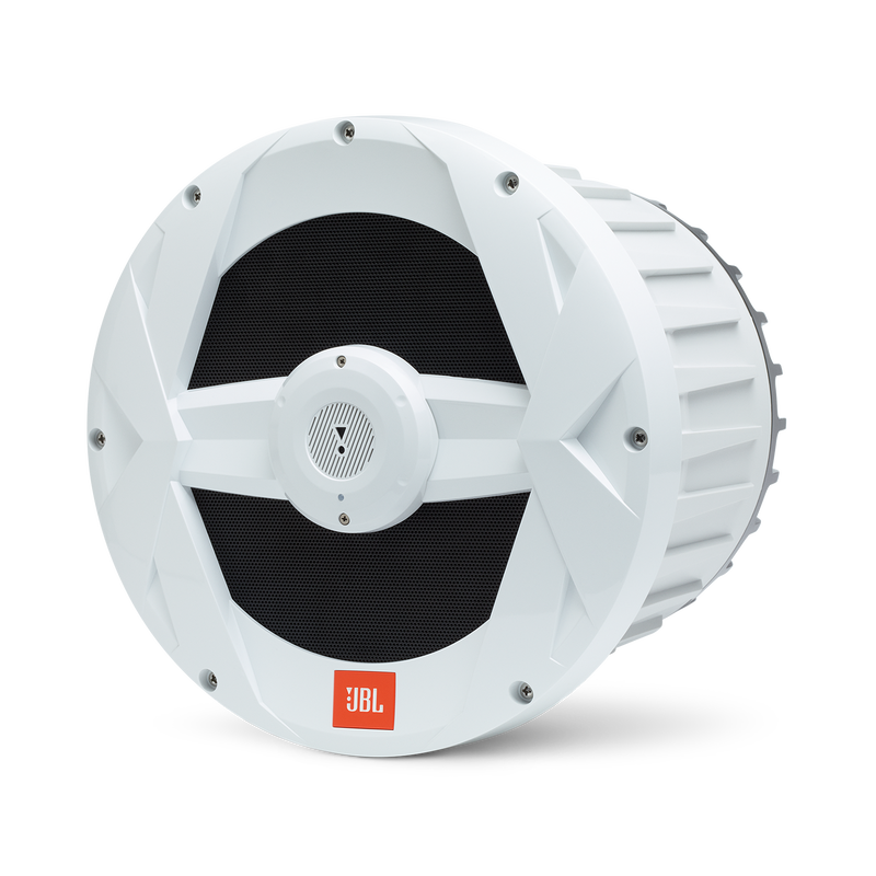 JBL Marine BassPro 10-inch Powered Subwoofer - White Gloss - MBP10—10" (250mm) Marine Audio 250W Powered Subwoofer System - Detailshot 1 image number null