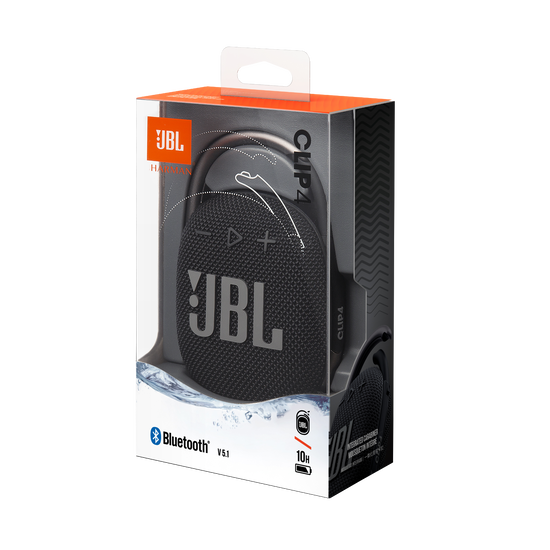 JBL Clip 4 Waterproof Portable Bluetooth Speaker Bundle with Megen  Protective Hardshell Case (Black)