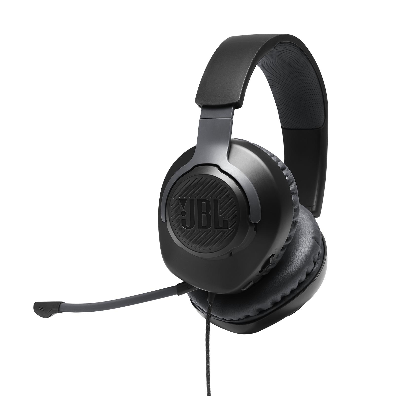 JBL Quantum 100 - Black - Wired over-ear gaming headset with flip-up mic - Hero